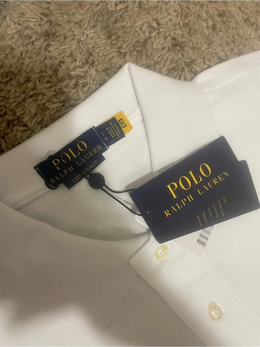 Ralph Lauren White Polo Shirt with Navy Logo